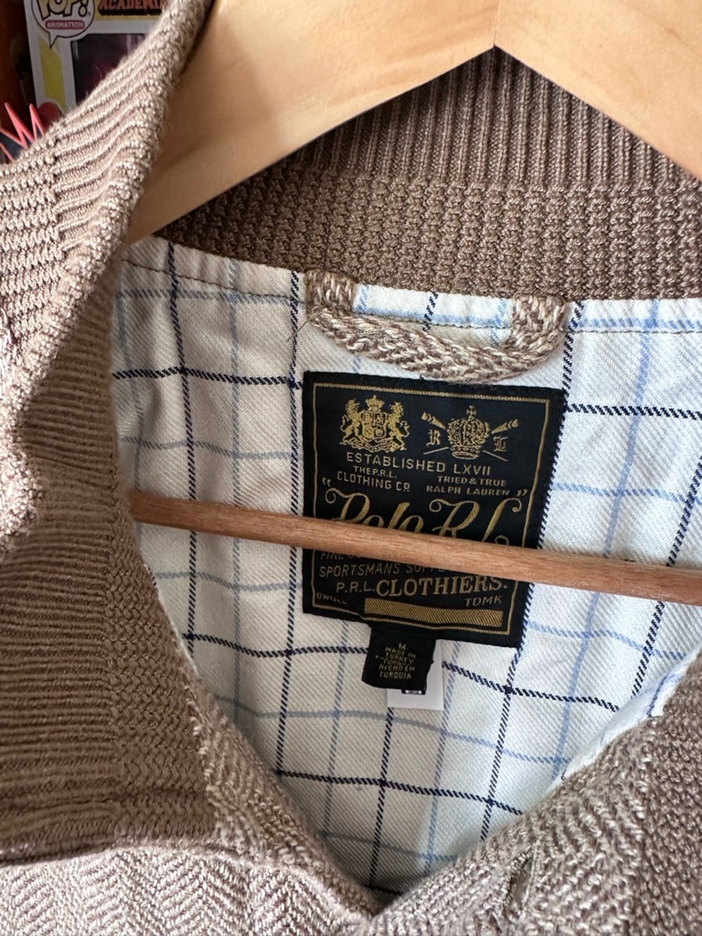 Polo Ralph Lauren Tweed Bomber Jacket Tan Brown Linen Blend Herringbone Men’s M - Picture 2 of 7